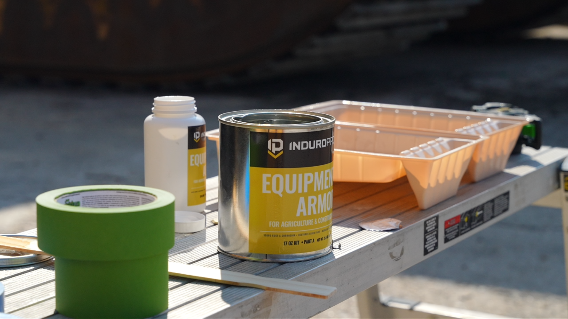 InduroPro ceramicized epoxy coating applied to industrial equipment — close-up of protected surface